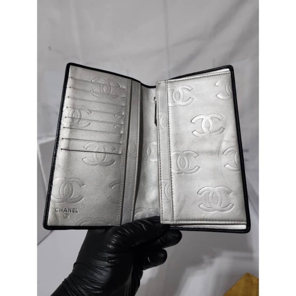 Authentic Chanel Quilted Leather Cambon Ligne Yen Long Wallet Black - Picture 6 of 9